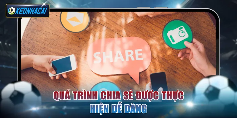 Quá trình chia sẻ được thực hiện dễ dàng